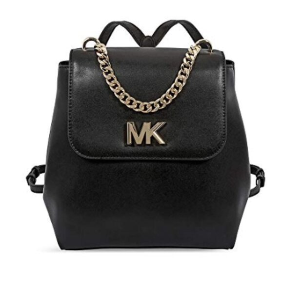 NWT Michael Kors Mott Chain Leather Black Convertible Backpack - Picture 1 of 9